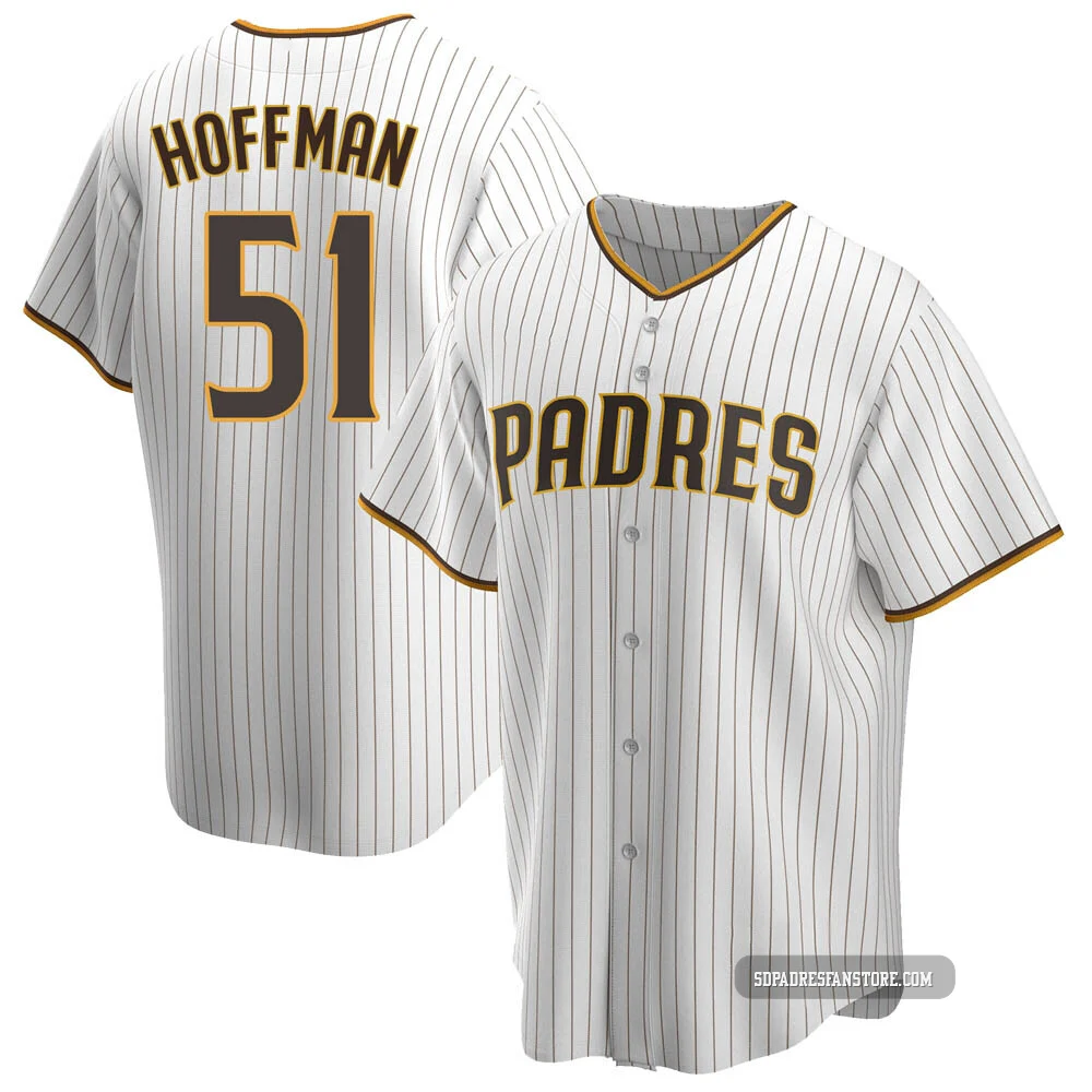 San Diego Padres ＃51 Trevor Hoffman Youth White/Brown Replica Home Jersey