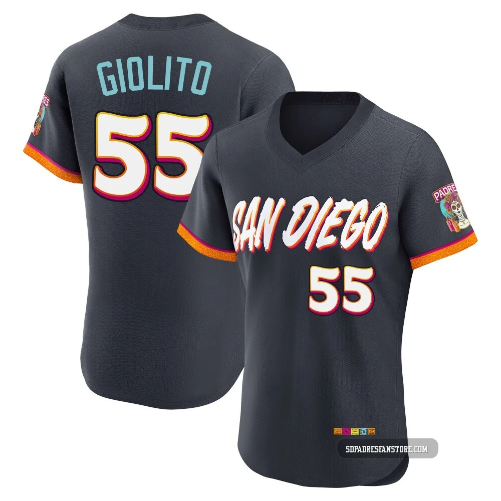 San Diego Padres ＃55 Lucas Giolito Men's Authentic Obsidian 2026 City Connect Stadium Jersey
