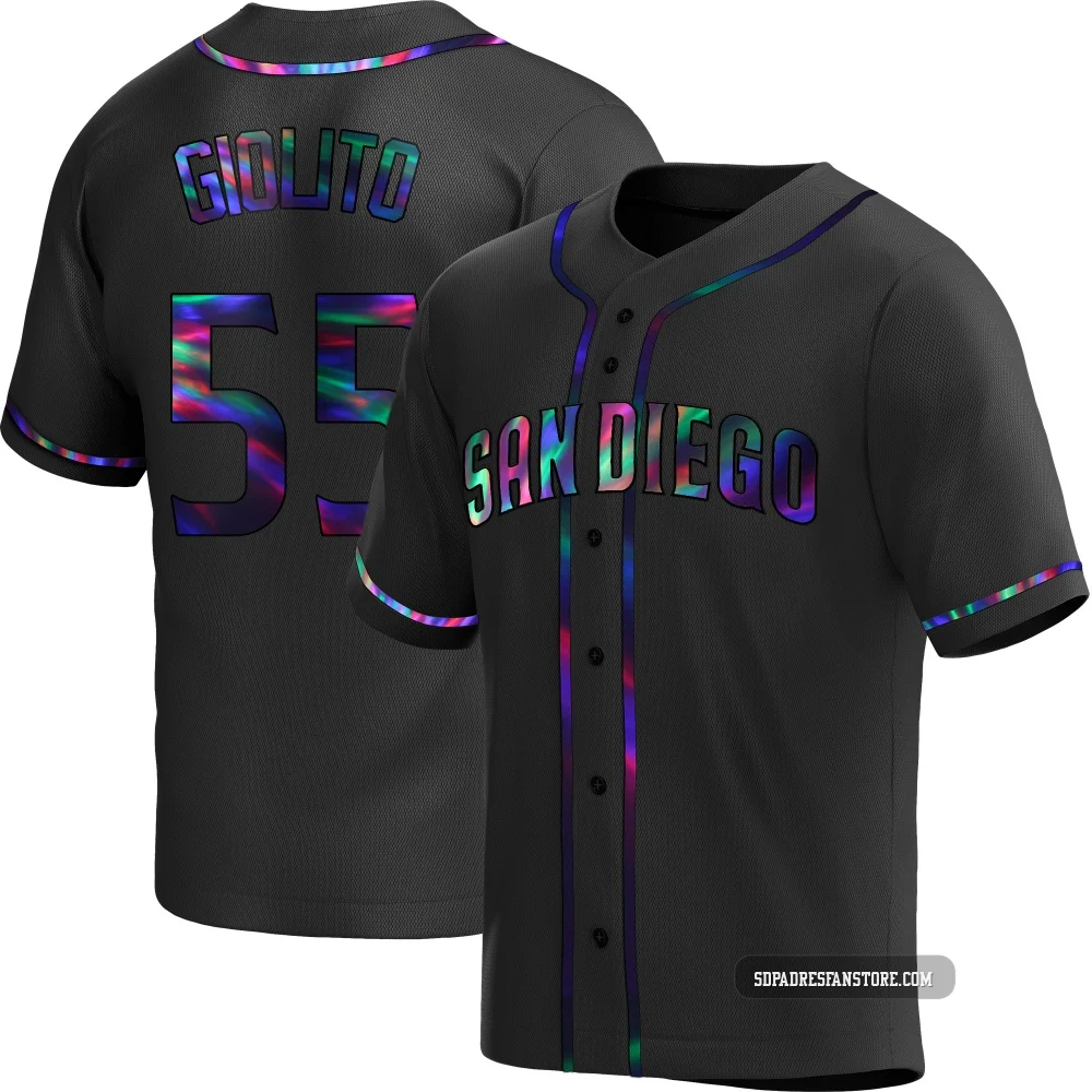 San Diego Padres ＃55 Lucas Giolito Men's Black Replica Holographic Alternate Jersey