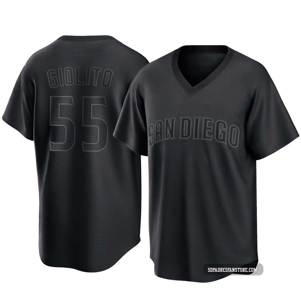 San Diego Padres ＃55 Lucas Giolito Men's Black Replica Pitch Fashion Jersey