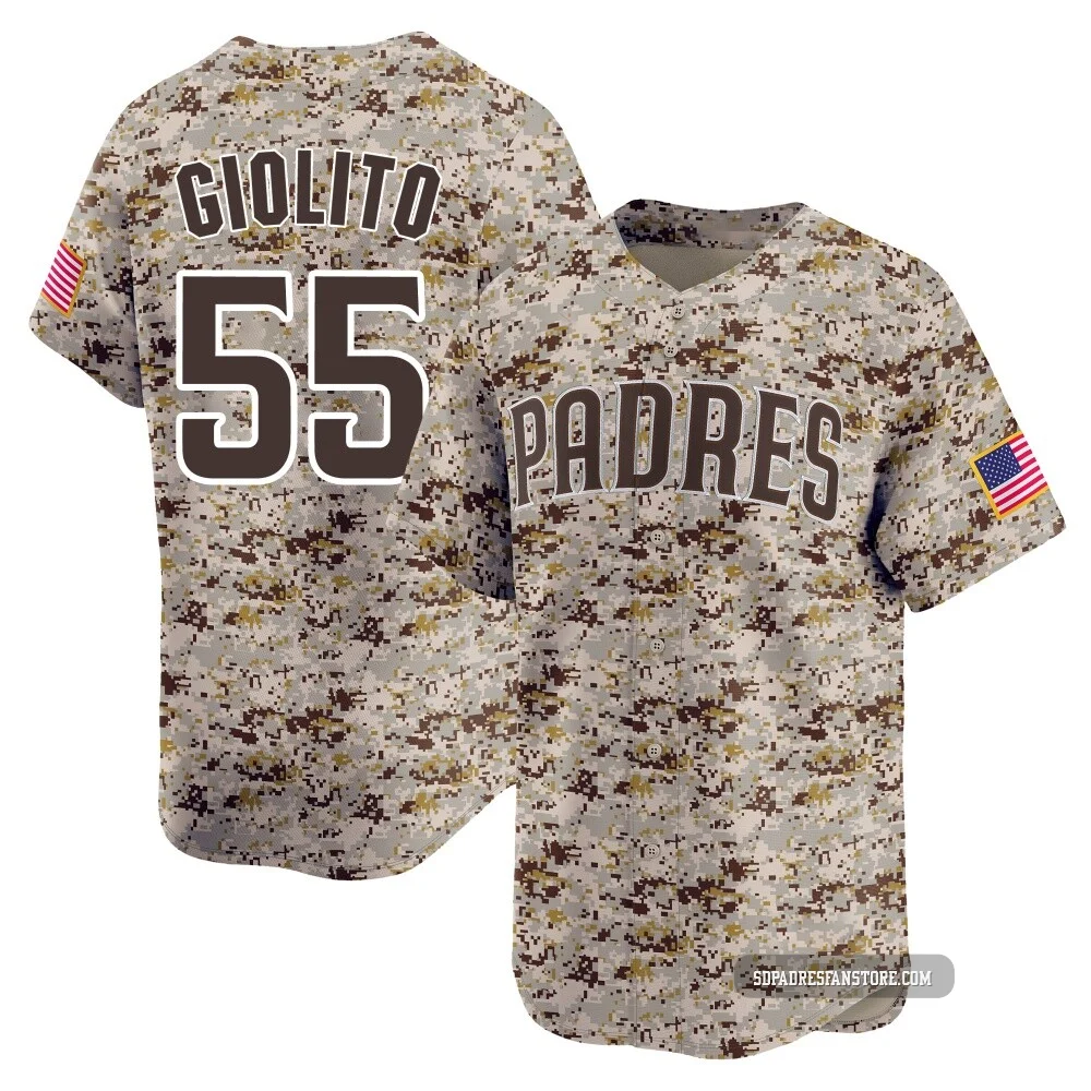 San Diego Padres ＃55 Lucas Giolito Men's Camo Limited 2nd Alternate Jersey