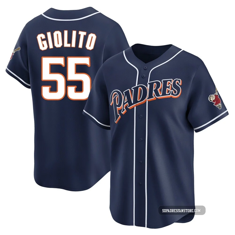 San Diego Padres ＃55 Lucas Giolito Men's Navy Limited Cooperstown Collection Jersey