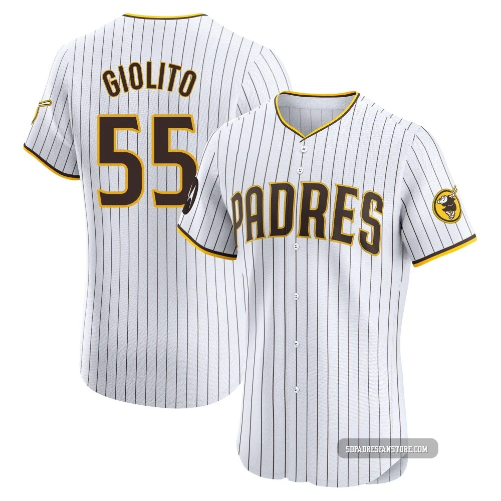 San Diego Padres ＃55 Lucas Giolito Men's White Elite Home Patch Jersey