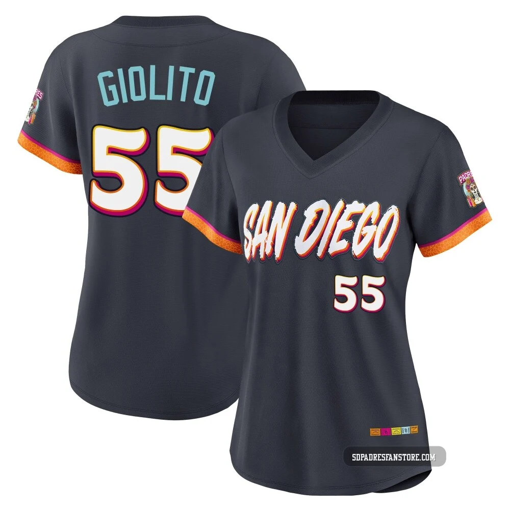 San Diego Padres ＃55 Lucas Giolito Women's Limited Obsidian 2026 City Connect Stadium Jersey