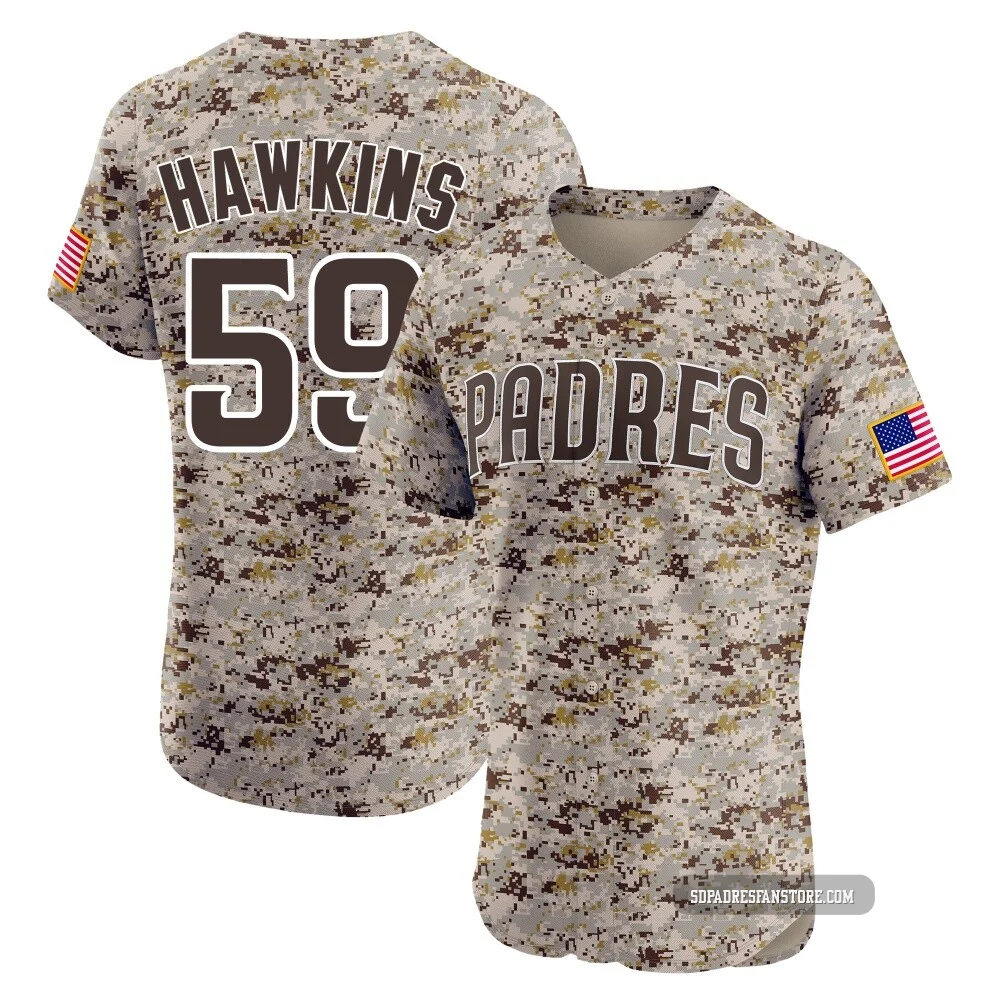 San Diego Padres ＃59 Garrett Hawkins Men's Camo Elite Alternate Vapor Premier Jersey