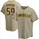 San Diego Padres ＃59 Garrett Hawkins Men's Sand/Brown Replica Alternate Jersey