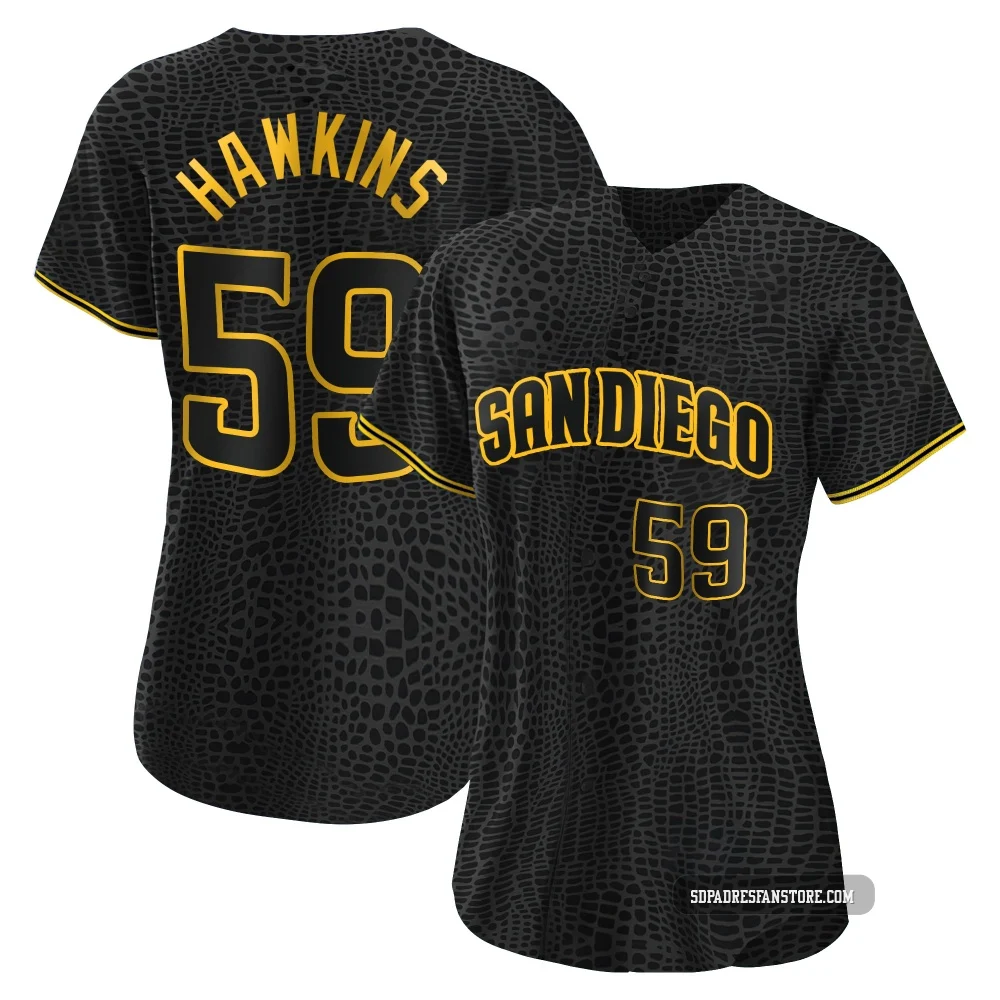 San Diego Padres ＃59 Garrett Hawkins Women's Black Replica Snake Skin City Jersey