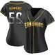 San Diego Padres ＃59 Garrett Hawkins Women's Gold Replica Black en Alternate Jersey