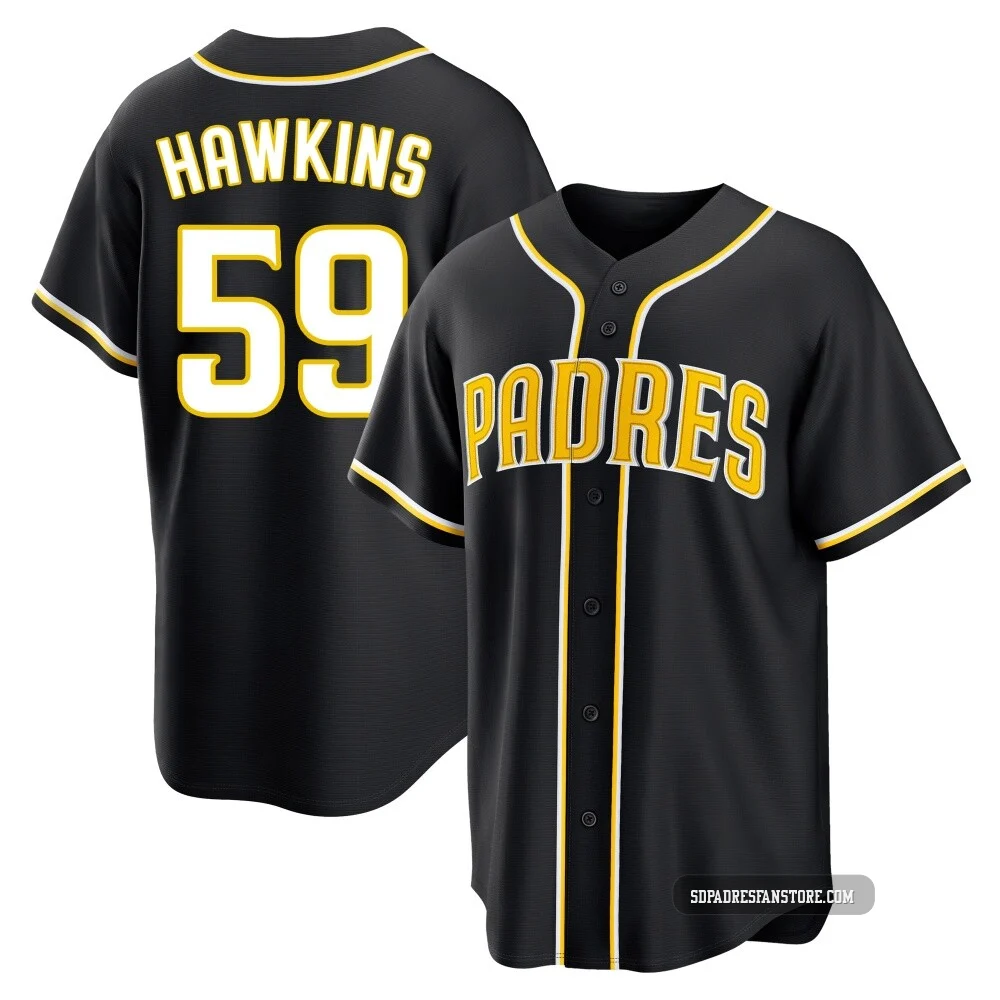 San Diego Padres ＃59 Garrett Hawkins Youth Black Replica Fashion Out Jersey