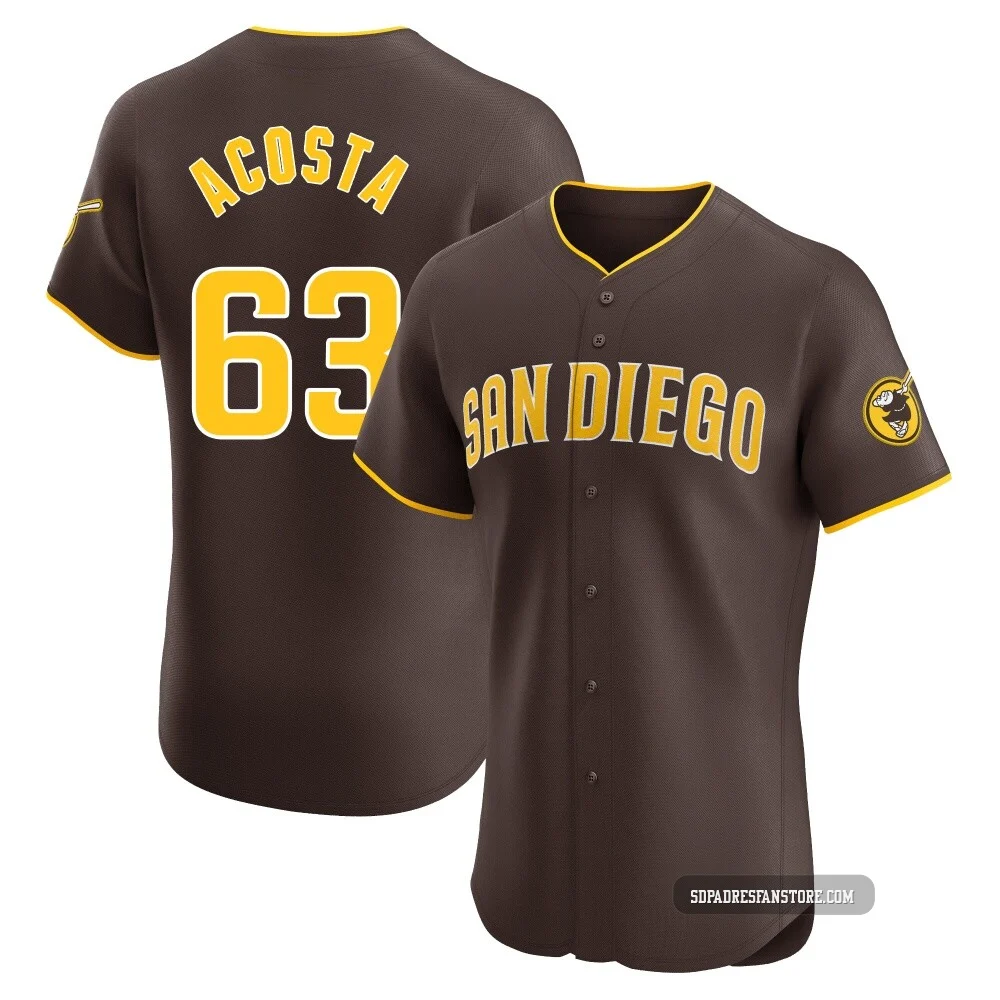 San Diego Padres ＃63 Daison Acosta Men's Brown Elite Road Vapor Premier Jersey