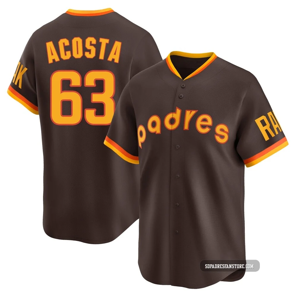 San Diego Padres ＃63 Daison Acosta Men's Brown Limited Cooperstown Collection Jersey