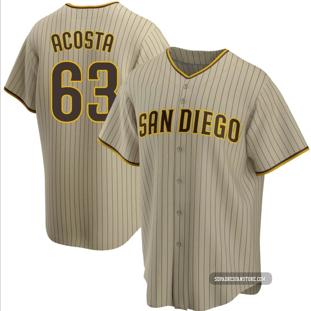 San Diego Padres ＃63 Daison Acosta Men's Sand/Brown Replica Alternate Jersey