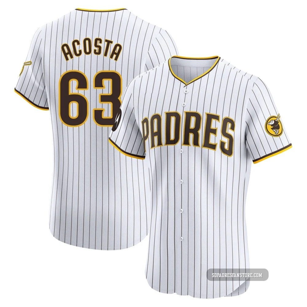 San Diego Padres ＃63 Daison Acosta Men's White Elite Home Patch Jersey