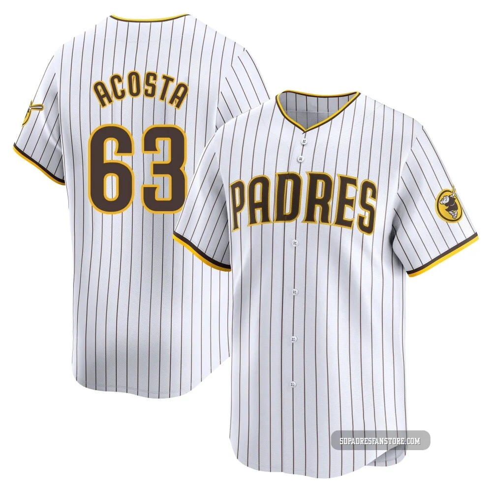 San Diego Padres ＃63 Daison Acosta Men's White Limited Home Jersey