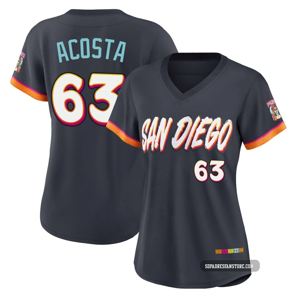 San Diego Padres ＃63 Daison Acosta Women's Limited Obsidian 2026 City Connect Stadium Jersey