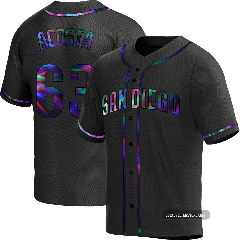 San Diego Padres ＃63 Daison Acosta Youth Black Replica Holographic Alternate Jersey