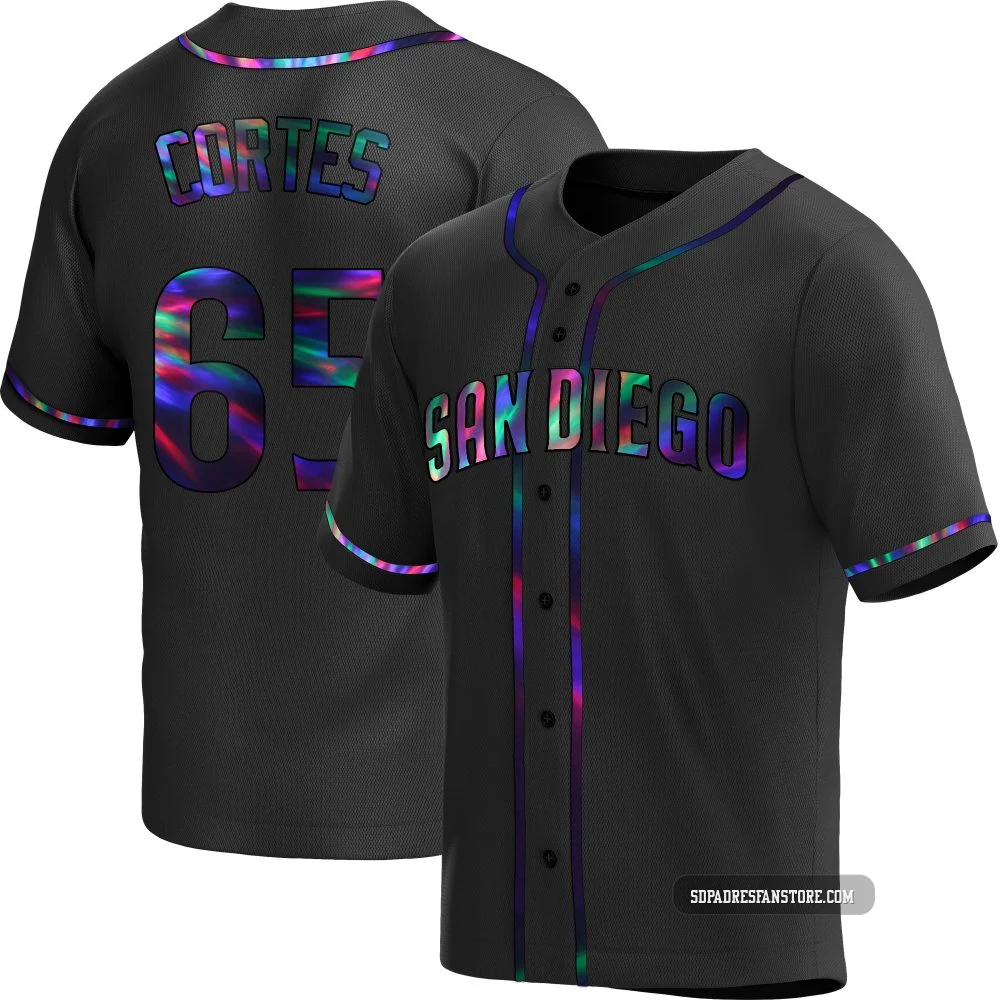 San Diego Padres ＃65 Nestor Cortes Men's Black Replica Holographic Alternate Jersey