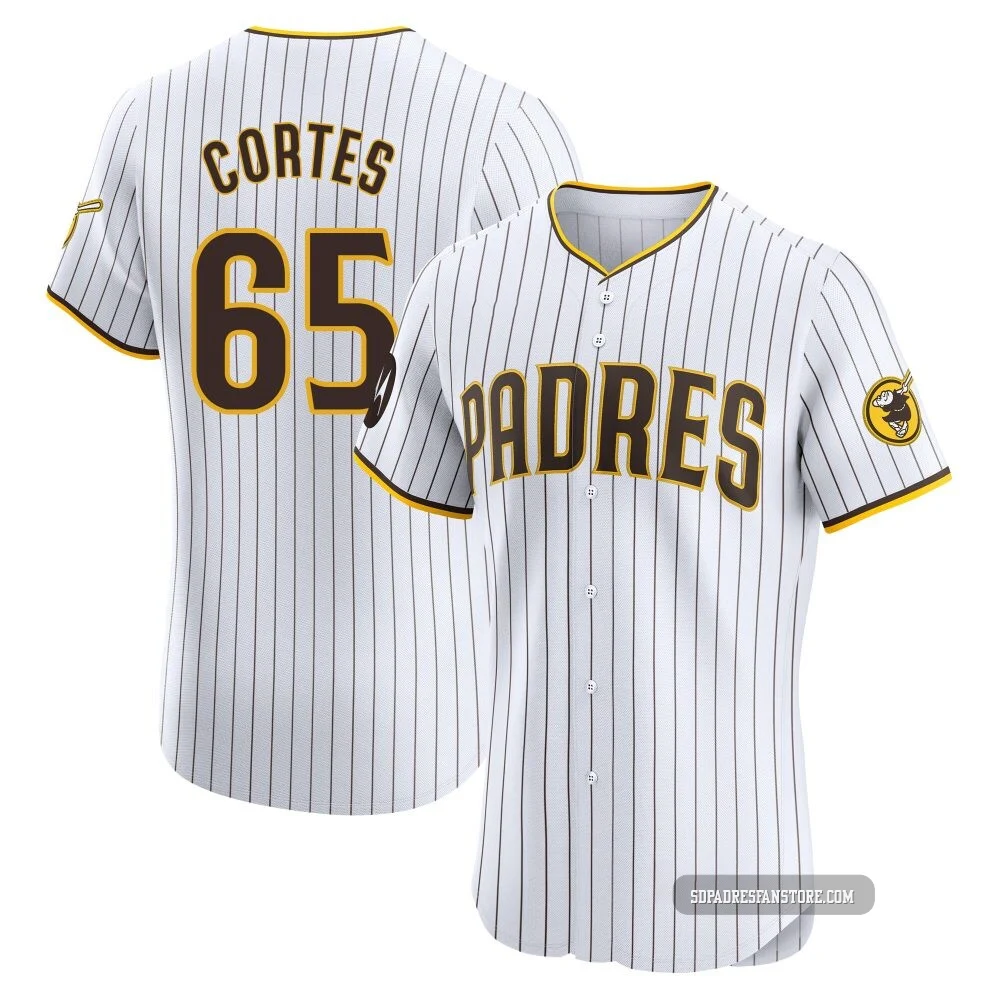 San Diego Padres ＃65 Nestor Cortes Men's White Elite Home Patch Jersey