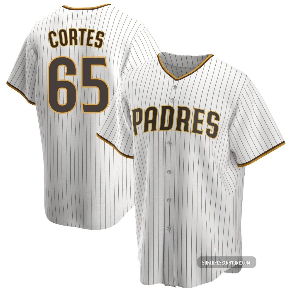 San Diego Padres ＃65 Nestor Cortes Men's White/Brown Replica Home Jersey