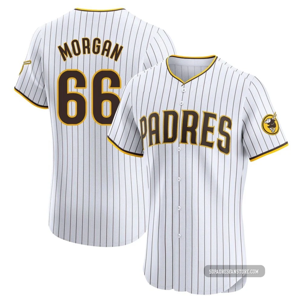 San Diego Padres ＃66 David Morgan Men's White Elite Home Jersey