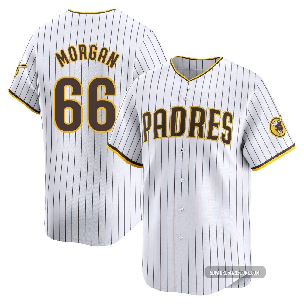San Diego Padres ＃66 David Morgan Men's White Limited Home Jersey