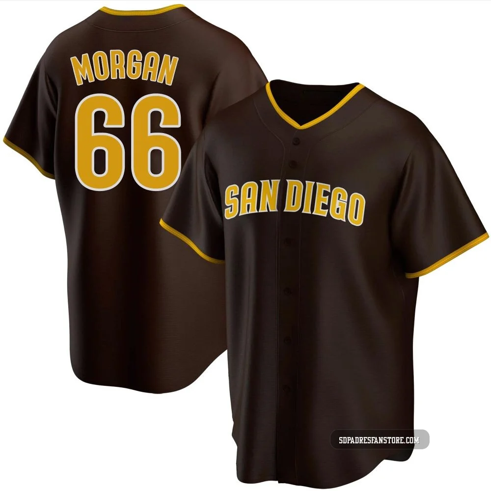 San Diego Padres ＃66 David Morgan Youth Brown Replica Road Jersey