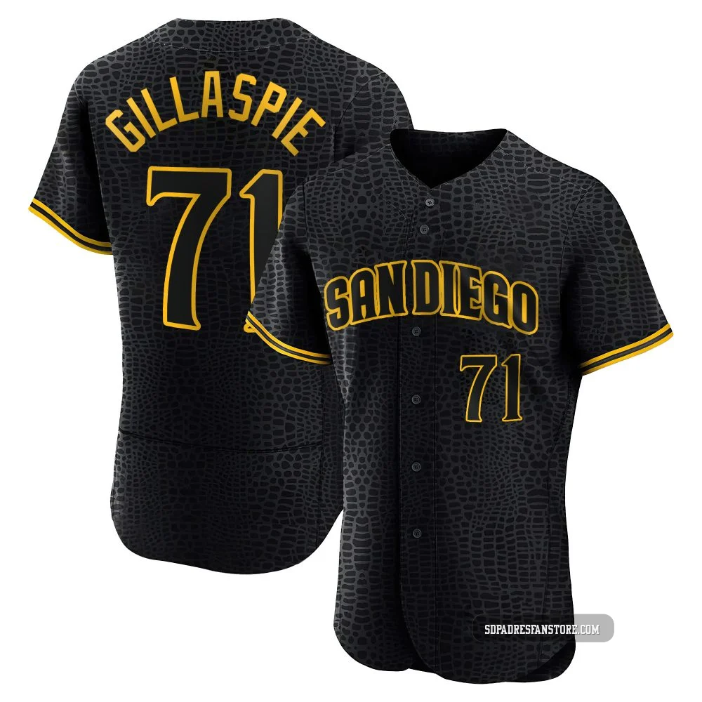 San Diego Padres ＃71 Logan Gillaspie Men's Black Authentic Snake Skin City Jersey