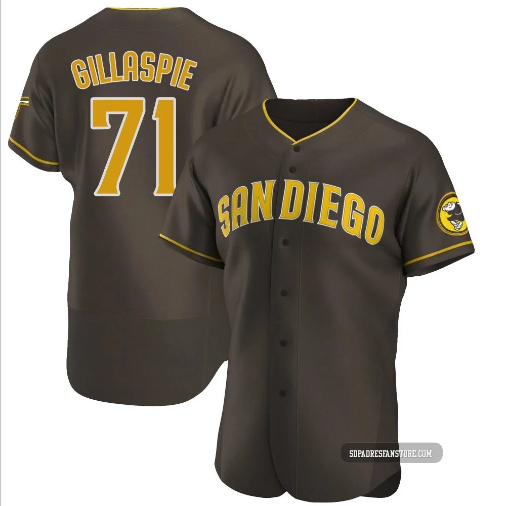 San Diego Padres ＃71 Logan Gillaspie Men's Brown Authentic Road Jersey