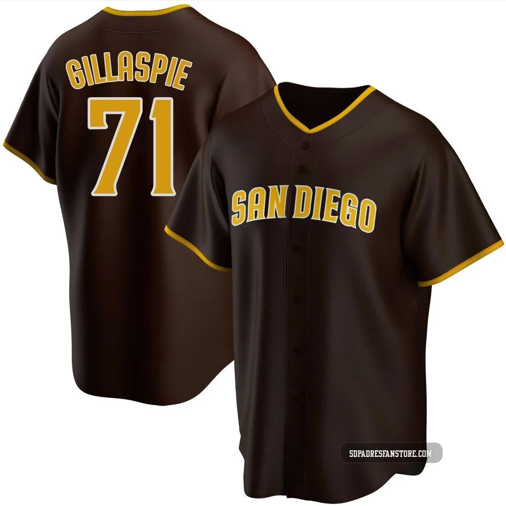 San Diego Padres ＃71 Logan Gillaspie Men's Brown Replica Road Jersey