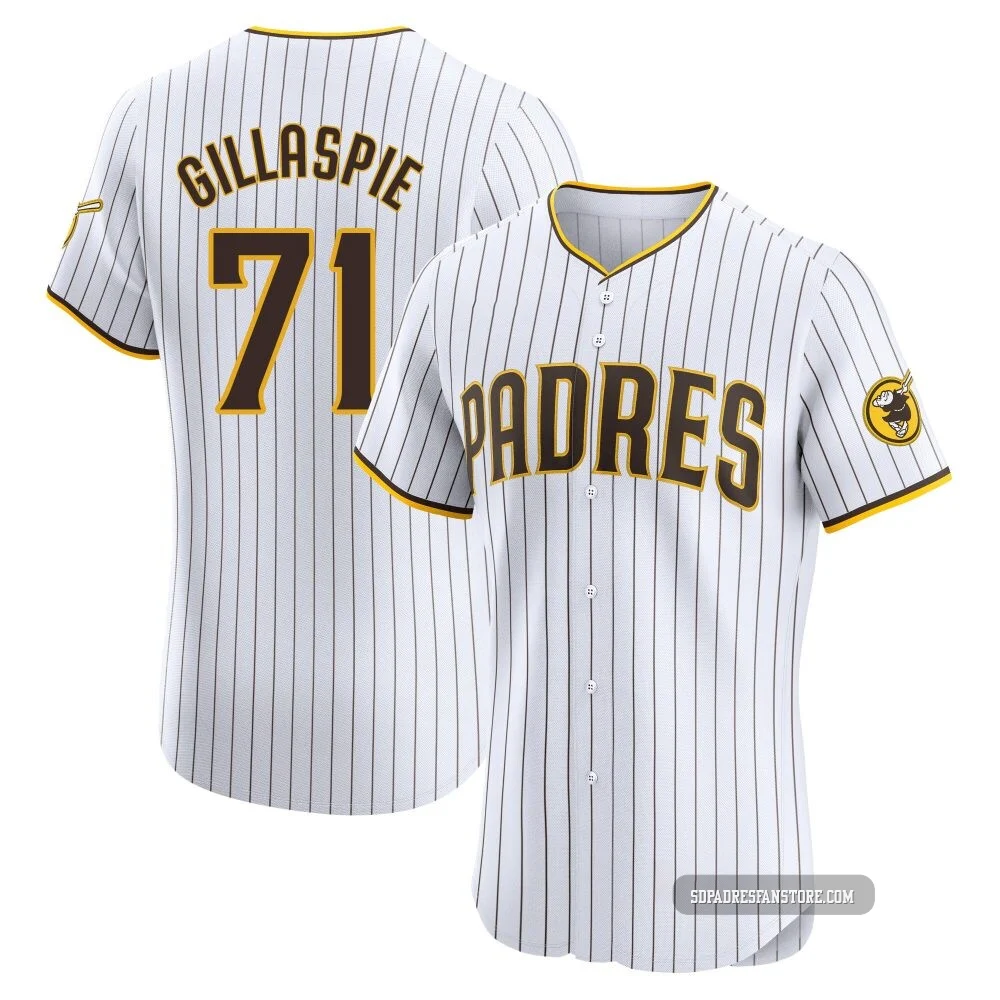 San Diego Padres ＃71 Logan Gillaspie Men's White Elite Home Jersey
