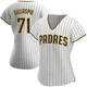 San Diego Padres ＃71 Logan Gillaspie Women's White/Brown Authentic Home Jersey