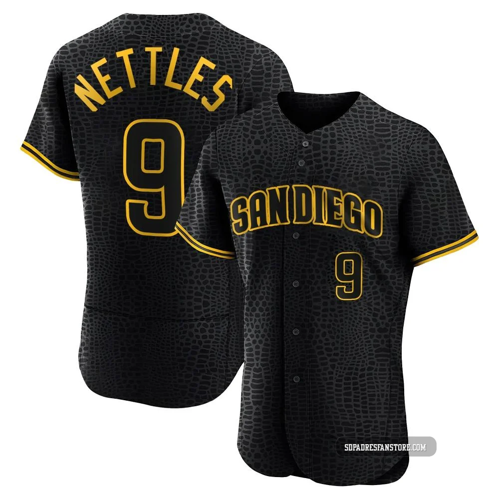 San Diego Padres ＃9 Graig Nettles Men's Black Authentic Snake Skin City Jersey