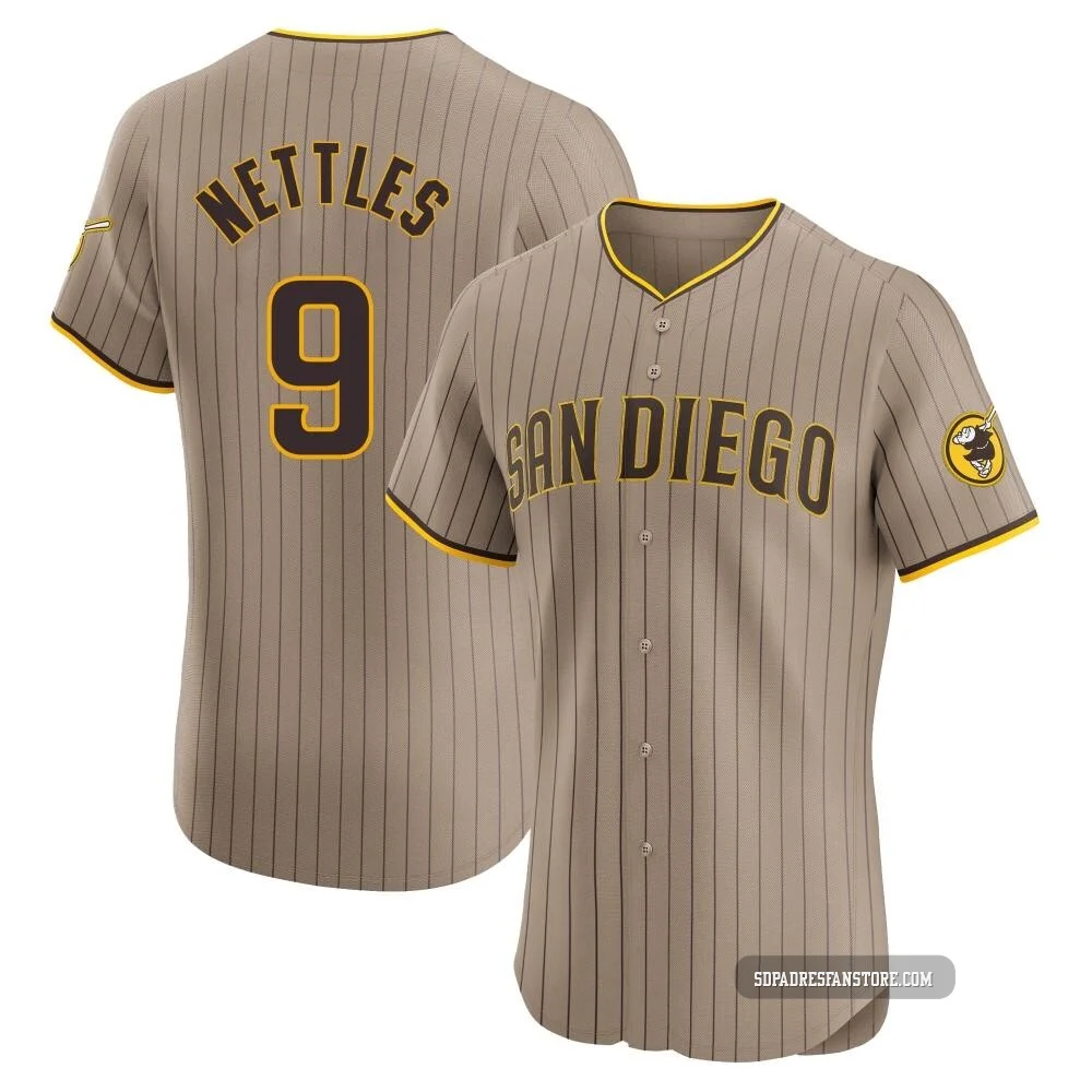San Diego Padres ＃9 Graig Nettles Men's Brown Elite Alternate Jersey