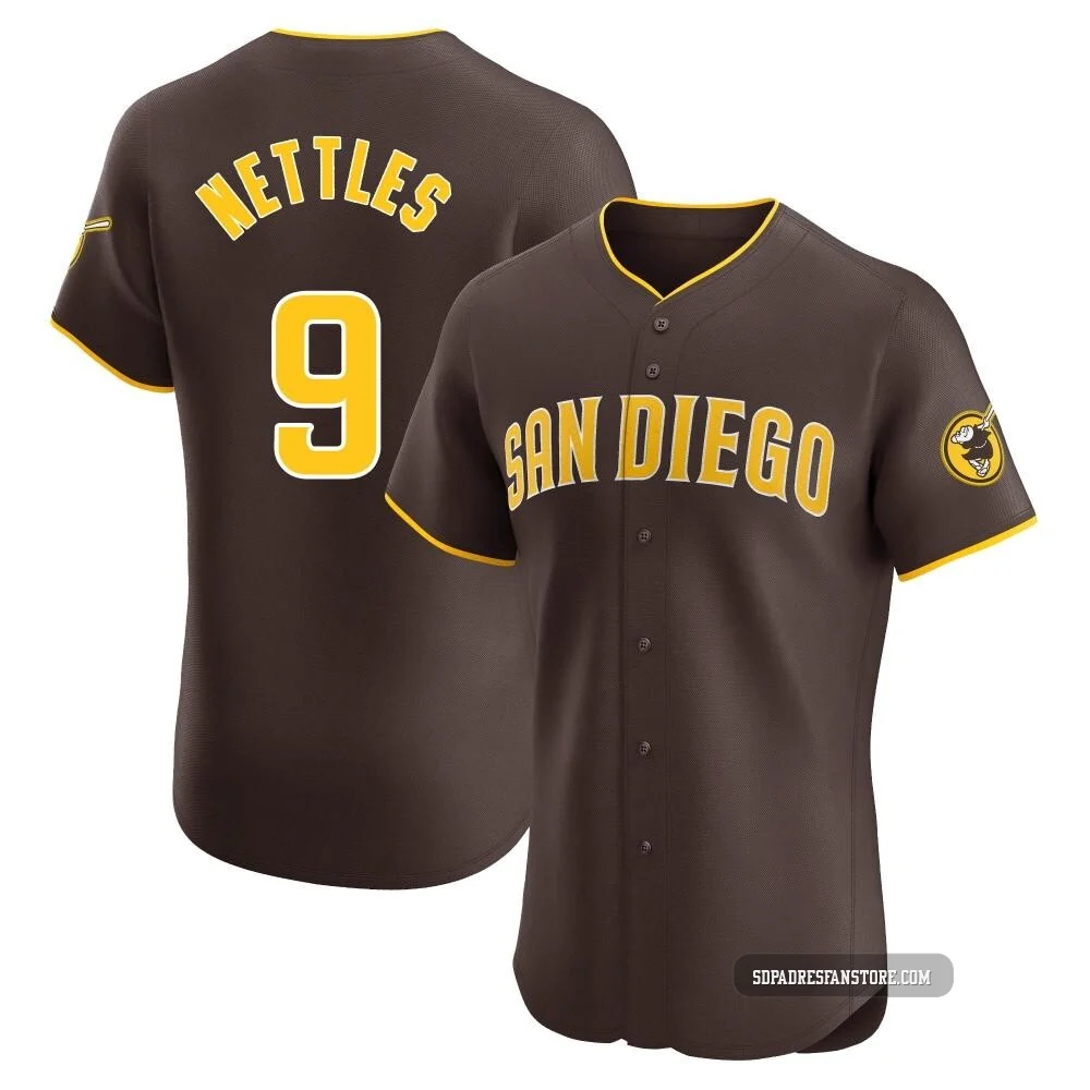 San Diego Padres ＃9 Graig Nettles Men's Brown Elite Road Vapor Premier Jersey