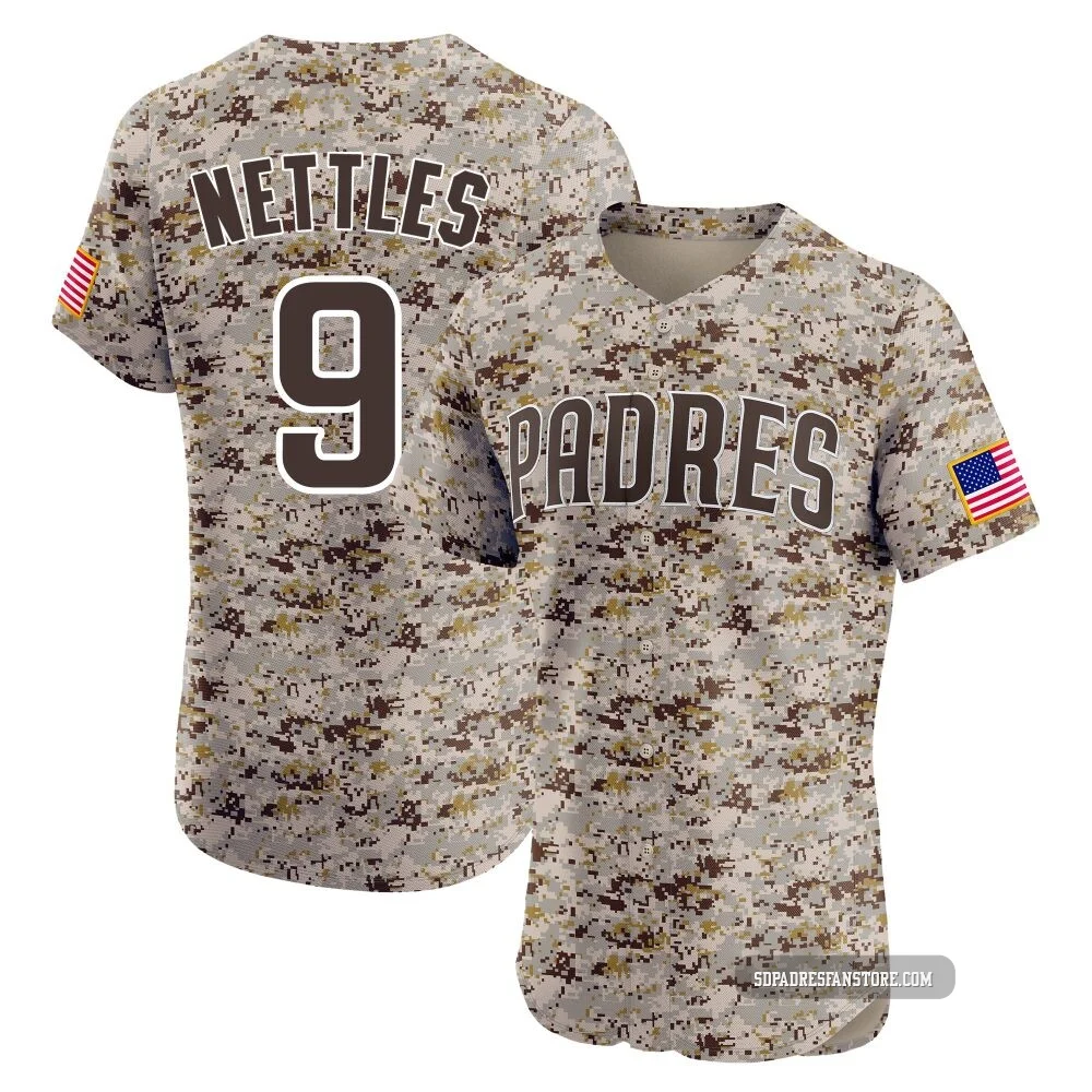 San Diego Padres ＃9 Graig Nettles Men's Camo Elite Alternate Vapor Premier Jersey