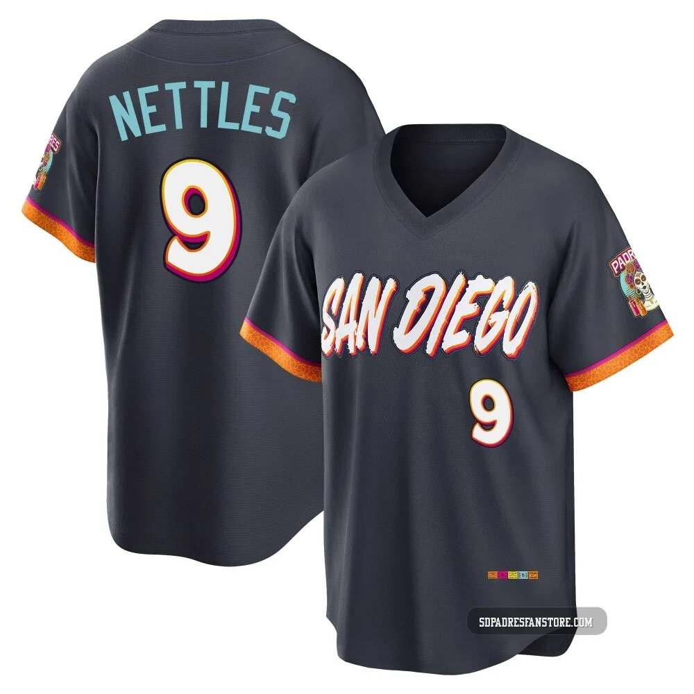 San Diego Padres ＃9 Graig Nettles Men's Limited Obsidian 2026 City Connect Stadium Jersey