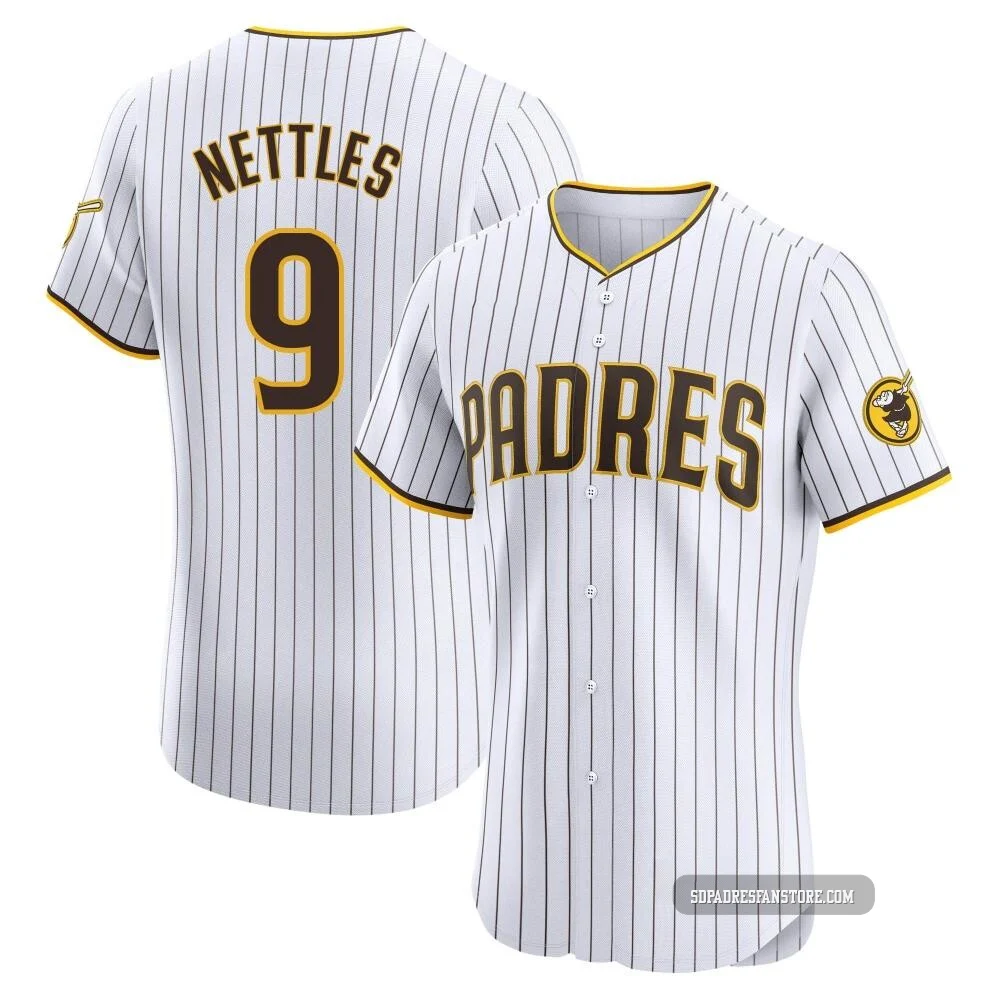 San Diego Padres ＃9 Graig Nettles Men's White Elite Home Jersey
