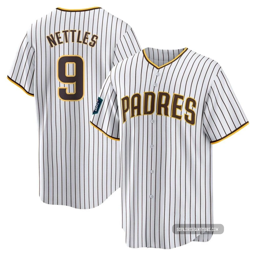 San Diego Padres ＃9 Graig Nettles Men's White Replica 2024 World Tour Seoul Series Home Jersey