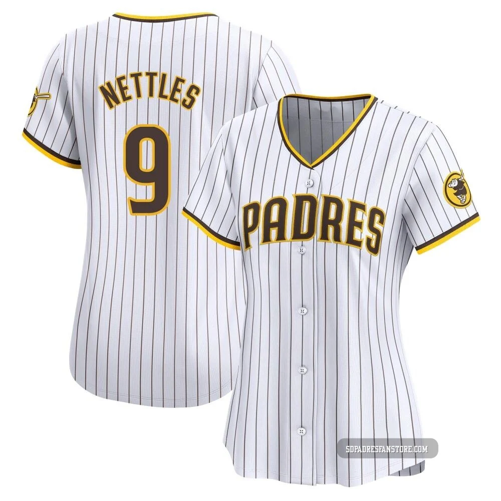 San Diego Padres ＃9 Graig Nettles Women's White Limited Home Jersey