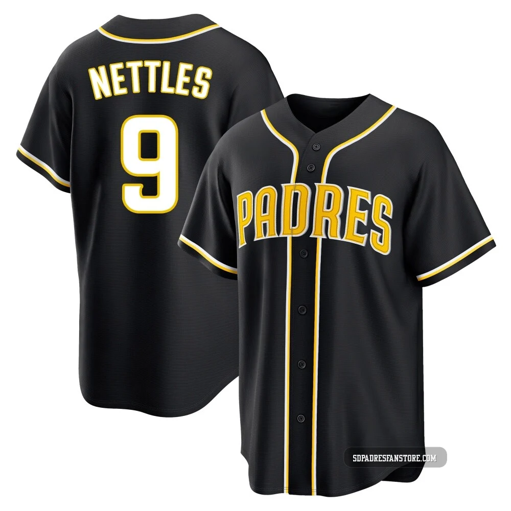 San Diego Padres ＃9 Graig Nettles Youth Black Replica Fashion Out Jersey