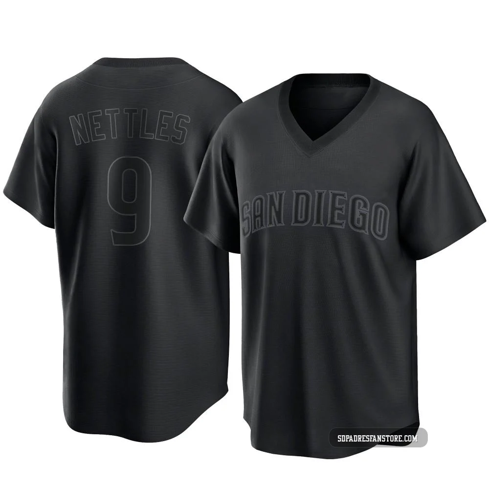San Diego Padres ＃9 Graig Nettles Youth Black Replica Pitch Fashion Jersey