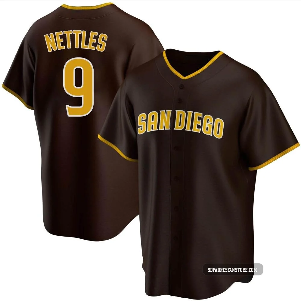 San Diego Padres ＃9 Graig Nettles Youth Brown Replica Road Jersey