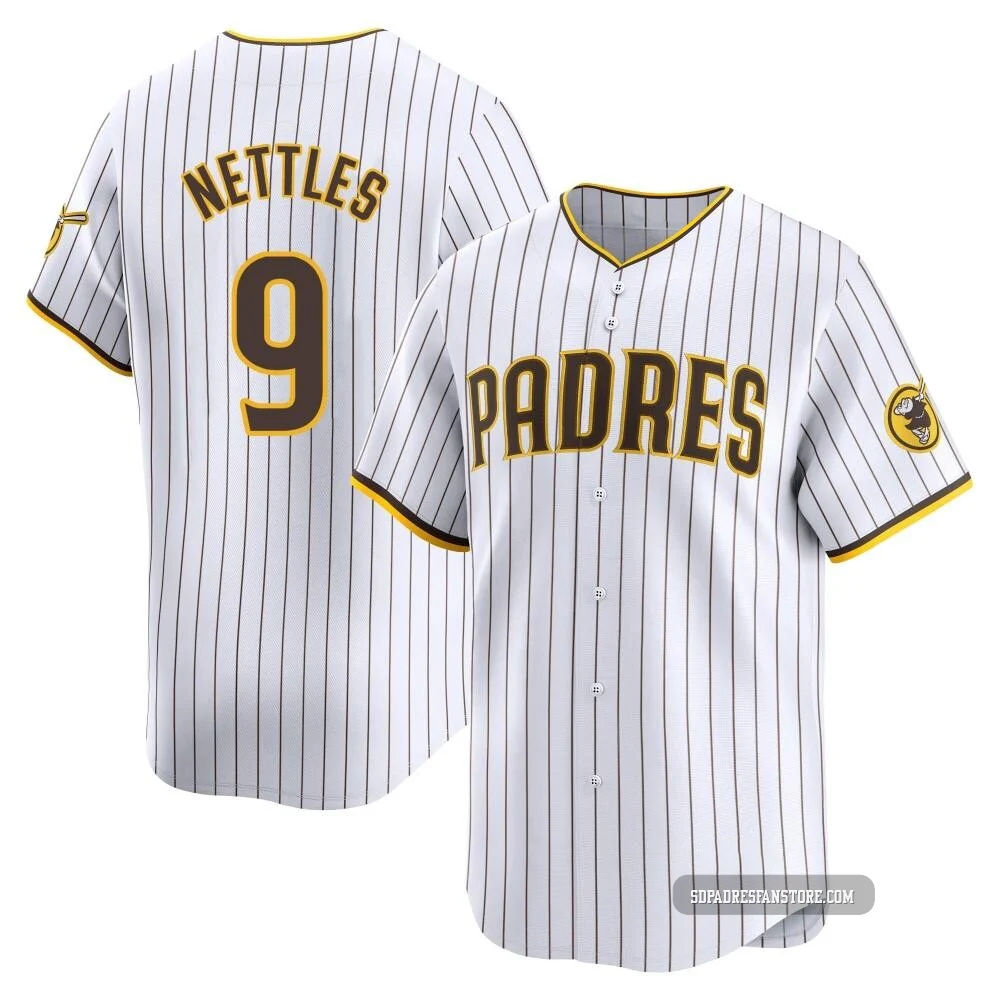 San Diego Padres ＃9 Graig Nettles Youth White Limited Home Jersey
