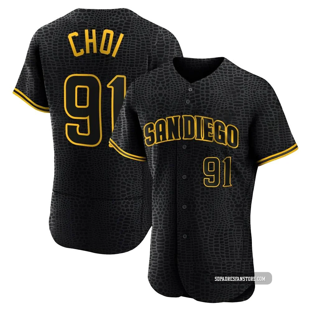 San Diego Padres ＃91 Ji Man Choi Men's Black Authentic Snake Skin City Jersey