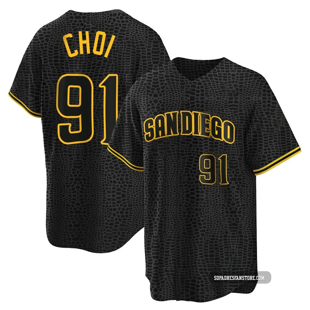 San Diego Padres ＃91 Ji Man Choi Men's Black Replica Snake Skin City Jersey