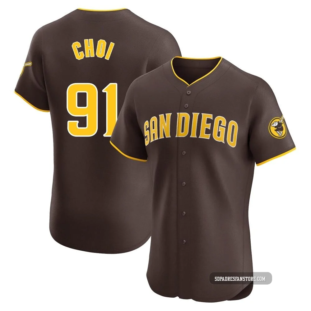 San Diego Padres ＃91 Ji Man Choi Men's Brown Elite Road Vapor Premier Jersey