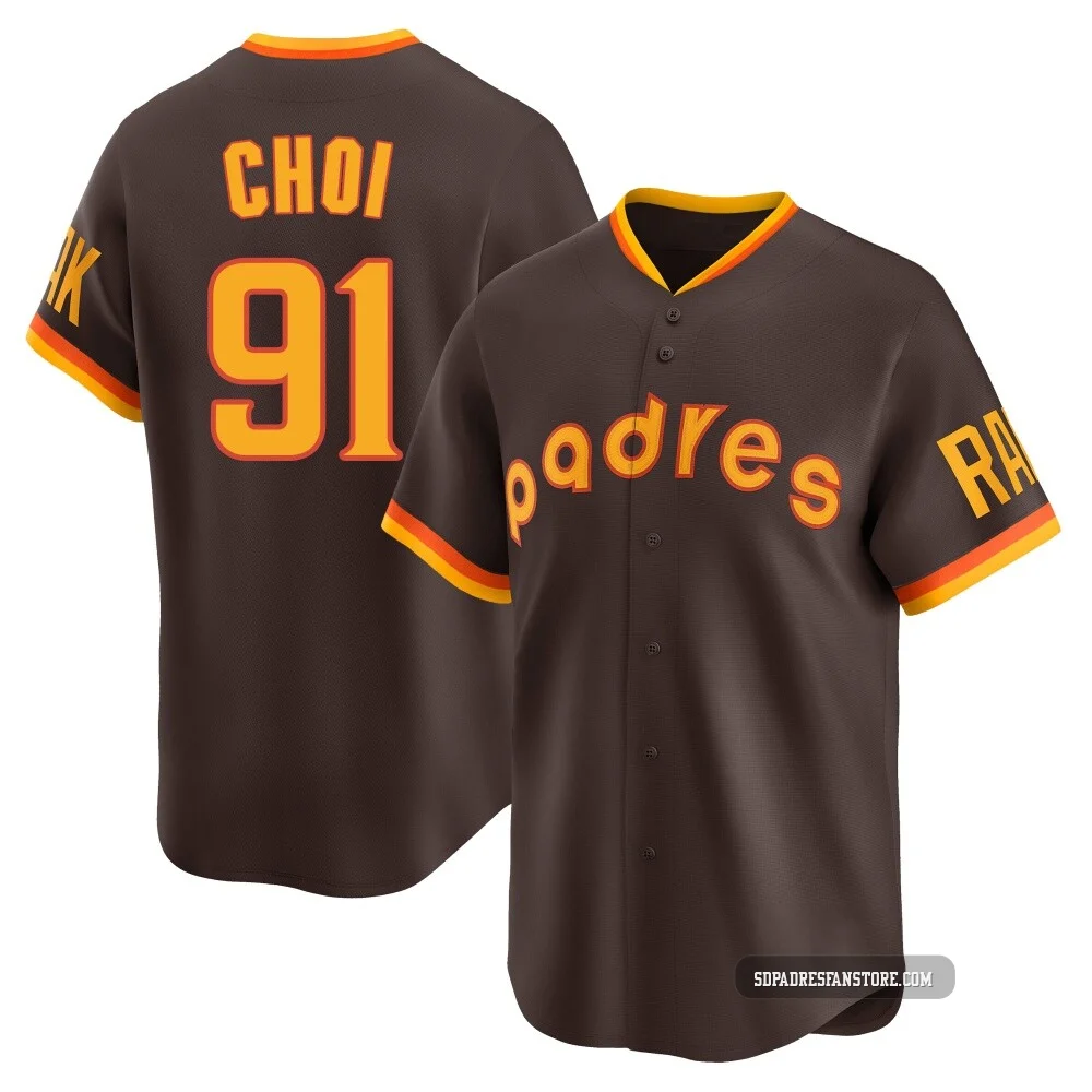 San Diego Padres ＃91 Ji Man Choi Men's Brown Limited Cooperstown Collection Jersey