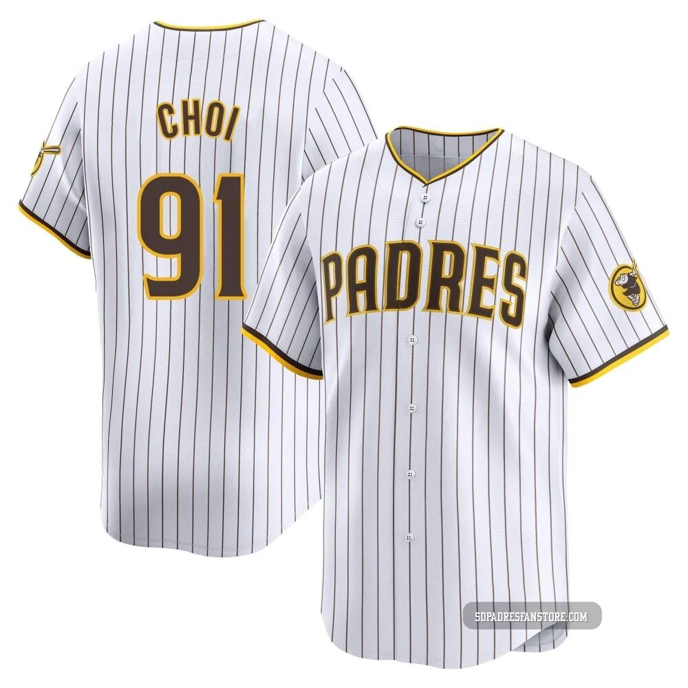 San Diego Padres ＃91 Ji Man Choi Men's White Limited Home Jersey
