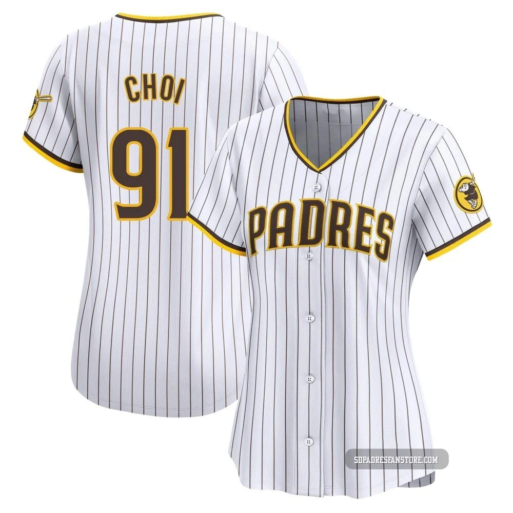 San Diego Padres ＃91 Ji Man Choi Women's White Limited Home Jersey